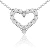 ESTATE .67CT ROUND DIAMOND 14KT WHITE GOLD 3D CLASSIC OPEN HEART LOVE NECKLACE
