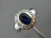 ESTATE LARGE .83CT DIAMOND & SAPPHIRE 14K WHITE GOLD BEZEL HALO ENGAGEMENT RING