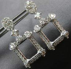 ESTATE 1.72CT DIAMOND 14KT WHITE GOLD 3D OPEN SQUARE OVAL HANGING EARRINGS