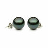 ESTATE AAA 9.5MM TAHITIAN PEARL 14KT WHITE GOLD CLASSIC SOLITAIRE STUD EARRINGS