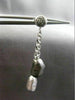 ESTATE LONG .12CT DIAMOND 14K WHITE & BLACK GOLD 3D HAMMER LOOK HANGING EARRINGS
