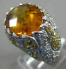 ESTATE WIDE 10.31CT DIAMOND CITRINE & YELLOW SAPPHIRE 18K WHITE GOLD FLOWER RING