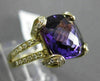ESTATE LARGE 6.99CT DIAMOND & AAA AMETHYST 14KT YELLOW 3 DIMENSION COCKTAIL RING