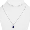 2.36CT DIAMOND & AAA SAPPPHIRE 14K WHITE GOLD PEAR SHAPE SOLITAIRE LOVE NECKLACE