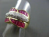 ESTATE WIDE 2.25CT DIAMOND & AAA RUBY 18KT 2 TONE BAGUETTE & ROUND RING  #22081