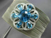 WIDE 9.33CT DIAMOND & AAA BLUE TOPAZ 14KT GOLD & STAINLESS STEEL BANGLE BRACELET