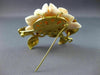 ANTIQUE LARGE .15CT DIAMOND & AAA CORAL 18KT YELLOW GOLD FLOWER PIN BROOCH #2470