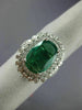 ESTATE LARGE 3.33CT DIAMOND & AAA EMERALD 18K WHITE GOLD FLIGREE ENGAGEMENT RING