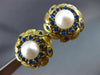 ESTATE 1.0CT AAA SAPPHIRE & SOUTH SEA PEARL 14K YELLOW GOLD 3D EARRINGS #20788