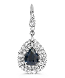 LARGE 2.23CT DIAMOND & SAPPHIRE 18K WHITE GOLD 3D DOUBLE HALO LEVERBACK EARRINGS