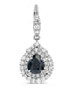 LARGE 2.23CT DIAMOND & SAPPHIRE 18K WHITE GOLD 3D DOUBLE HALO LEVERBACK EARRINGS