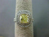 ESTATE LARGE GIA 2.04CT DIAMOND 18K TWO TONE GOLD 3D CUSHION CUT ENGAGEMENT RING