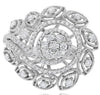 EXTRA LARGE 1.06CT DIAMOND 18K WHITE GOLD 3D MULTI LEAF DOUBLE SWIRL FLOWER RING