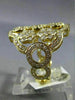ESTATE LARGE 1.86CT DIAMOND 18KT YELLOW GOLD 3D MULTI FLOWER OPEN FILIGREE RING