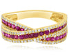 1.17CT DIAMOND & AAA RUBY 14K YELLOW GOLD 3D MULTI ROW CRISS CROSS INFINITY RING