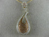 ESTATE .95CT WHITE & PINK DIAMOND 18K WHITE & ROSE GOLD FLOWER TEAR DROP PENDANT