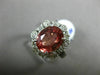 LARGE AGL CERTIFIED 4.34CT DIAMOND & ORANGE SAPPHIRE 14K WHITE GOLD 3D OVAL RING
