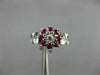 ANTIQUE .60CT OLD MINE DIAMOND & AAA RUBY 14KT WHITE GOLD 3D FLOWER RING #21685