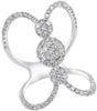 ESTATE LARGE .95CT DIAMOND 14KT WHITE GOLD 3D CLUSTER DOUBLE HEART FUN RING