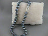 ESTATE 8.5MM BLACK TAHITIAN PEARL 18KT WHITE GOLD 18" INCH SILK NECKLACE #1932