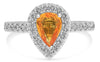 1.39CT DIAMOND & AAA ORANGE SAPPHIRE 14KT WHITE GOLD PEAR SHAPE ENGAGEMENT RING