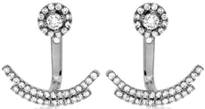 ESTATE .58CT DIAMOND 14KT WHITE GOLD 3D CLUSTER ANCHOR FLOWER HANGING EARRINGS