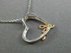 ESTATE .02CT DIAMOND 14KT WHITE & ROSE GOLD 3D OPEN HEART LOVE FLOATING PENDANT