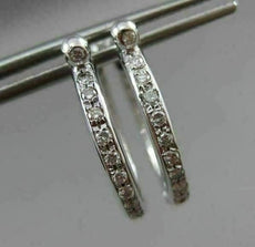 ESTATE .45CT DIAMOND 14K WHITE GOLD DOUBLE SIDED HUGGIE HOOP EARRINGS  #22504