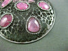 ESTATE LARGE 1.36CT DIAMOND & AAA PINK SAPPHIRE 14KT BLACK GOLD FILIGREE PENDANT