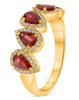 1.58CT DIAMOND & AAA RUBY 14KT YELLOW GOLD PEAR SHAPE 5 STONE ANNIVERSARY RING