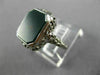 ANTIQUE WIDE GREEN AGATE 14K WHITE GOLD CLASSIC OPEN FILIGREE OCTAGON RING 26427