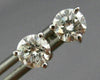 ESTATE 1.05CT DIAMOND 14KT WHITE GOLD CLASSIC 3 PRONG ROUND STUD EARRINGS #25971