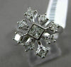 ESTATE WIDE .88CT PRINCESS CUT DIAMOND 14K WHITE GOLD 3D SNOWFLAKE FUN LOVE RING