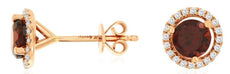 1.46CT DIAMOND & AAA GARNET 14KT ROSE GOLD 3D ROUND HALO MARTINI STUD EARRINGS
