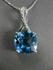ESTATE LARGE 4.52CT DIAMOND & AAA BLUE TOPAZ 14K WHITE GOLD LUCIDA PENDANT CHAIN