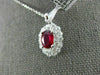 LARGE 1.62CT DIAMOND & AAA RUBY 18KT WHITE GOLD 3D OVAL DOUBLE HALO PENDANT