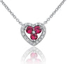 ESTATE .44CT ROUND DIAMOND & AAA RUBY 14KT WHITE GOLD THREE STONE HEART NECKLACE