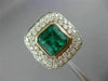 LARGE 6.50CT DIAMOND & COLOMBIAN EMERALD 18KT WHITE GOLD SQUARE ENGAGEMENT RING