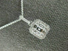 ESTATE .45CT DIAMOND 18K WHITE GOLD ROUND & BAGUETTE CLUSTER SQUARE HALO PENDANT