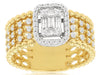 WIDE .65CT DIAMOND 14KT 2 TONE GOLD ROUND & BAGUETTE MULTI ROW ANNIVERSARY RING