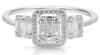 ESTATE .50CT DIAMOND 14KT WHITE GOLD ROUND & BAGUETTE PAST PRESENT FUTURE RING