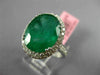ESTATE LARGE 6.74CT DIAMOND & AAA EMERALD 18K WHITE GOLD 3D HALO ENGAGEMENT RING