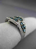 ESTATE WIDE 2.0CT ROUND WHITE & FANCY BLUE DIAMOND 14K WHITE GOLD 3D FLOWER RING