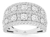 WIDE 2.50CT DIAMOND 14KT WHITE GOLD 3D MULTI ROW SQUARE WEDDING ANNIVERSARY RING