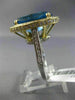 EXTRA LARGE 16.72CT DIAMOND & AAA OVAL BLUE TOPAZ 14KT 2 TONE GOLD 3D HALO RING