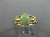 ESTATE AAA OVAL JADE 14KT YELLOW GOLD SOLITAIRE CHINESE CHARACTER LUCKY FUN RING