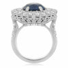 LARGE 12.19CT DIAMOND & AAA SAPPHIRE PLATINUM 3D COCKTAIL OVAL DOUBLE HALO RING