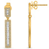 .84CT DIAMOND 14KT YELLOW GOLD ROUND & BAGUETTE RECTANGULAR BAR HANGING EARRINGS
