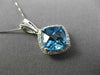 ESTATE 2.92CT DIAMOND & BLUE TOPAZ 14KT WHITE GOLD SQUARE HALO FILIGREE PENDANT