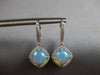 4.3CT DIAMOND & AAA AUSTRALIAN OPAL 14KT WHITE GOLD 3D CUSHION HANGING EARRINGS